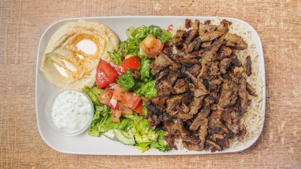 Beef shawarma platter at Palmyra